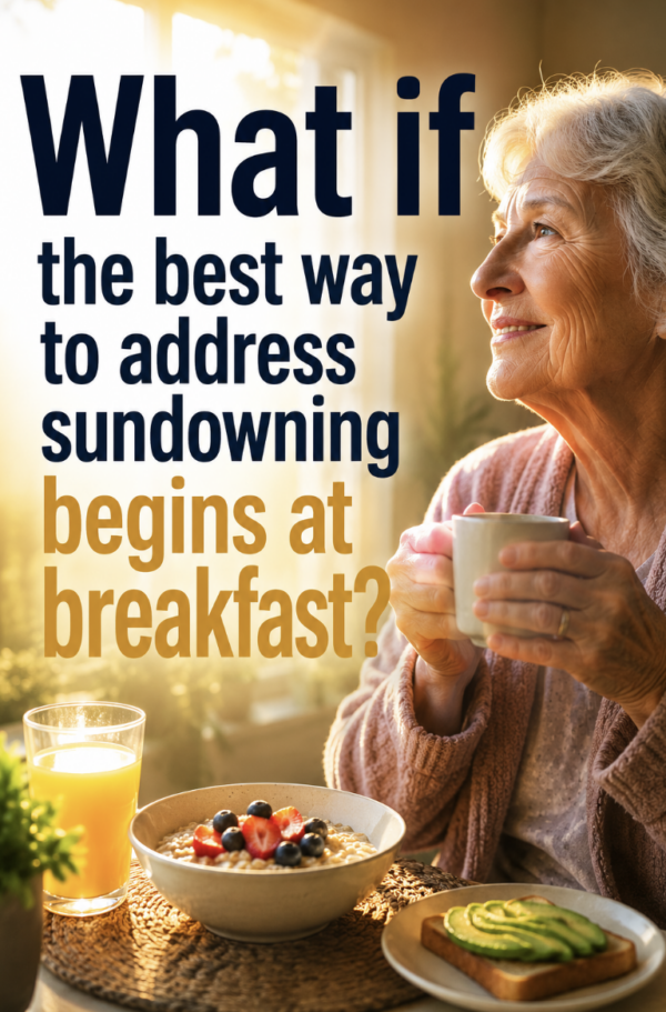Person living with dementia engaging in a meaningful activity during the day to support preserved abilities and potentially reduce sundowning behaviors.